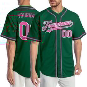Camiseta de béisbol auténtica Kelly rosa y blanca personalizada