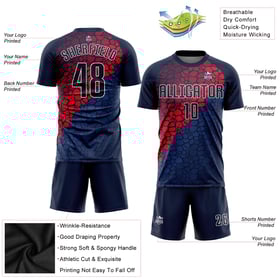 Jersey Sublimation Soccer Navy Navy-Red Uniform Custom