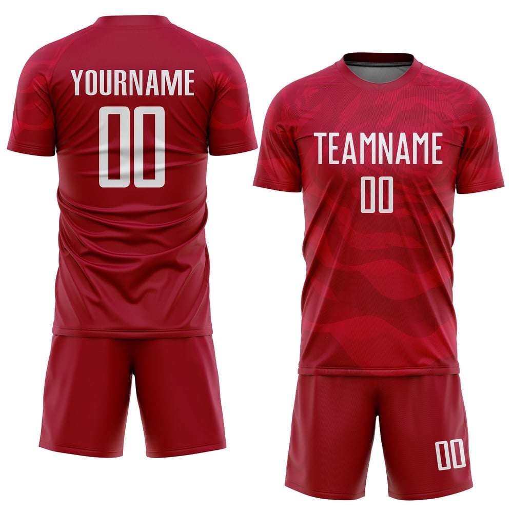Jersey Soccer Sublimation Uniform Red Custom White