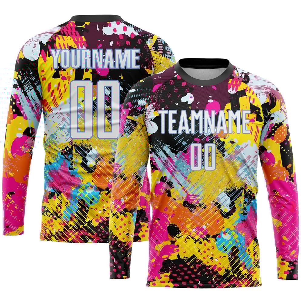 Custom Blue White-Light Sublimation Graffiti Jersey Soccer Uniform Pattern