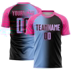 Gradient Sublimation Fußball Jersey Schwarz Licht Uniform Custom Fashion Blau-Pink