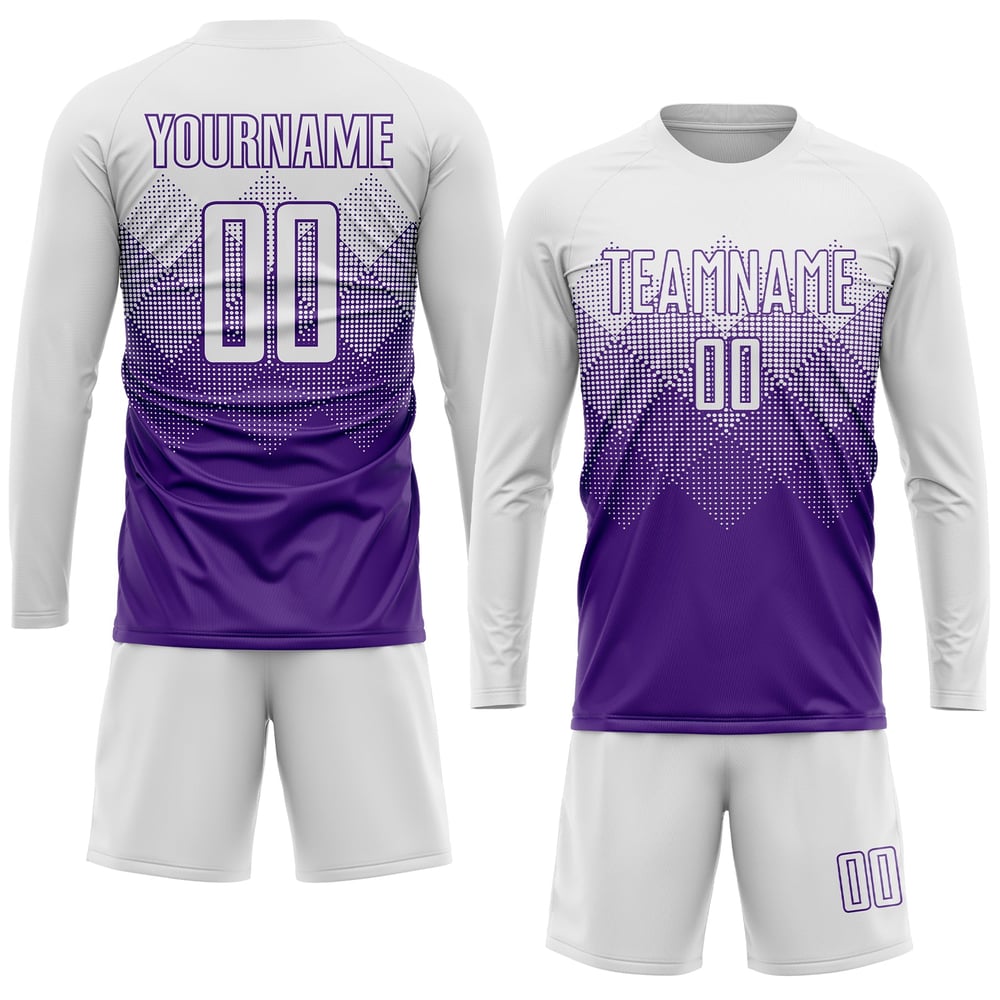 Uniform Sublimation Jersey Purple White Soccer Custom