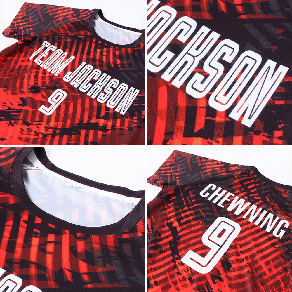 Jersey Red Custom Sublimation White-Black Soccer Uniform