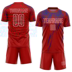Maillot de football personnalisé à sublimation rouge royal et blanc