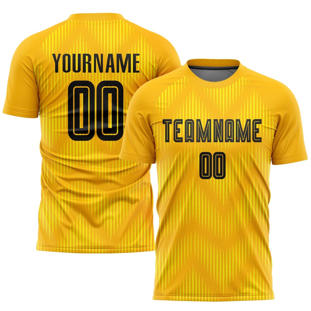 Custom Black Uniform Sublimation Gold Jersey Soccer