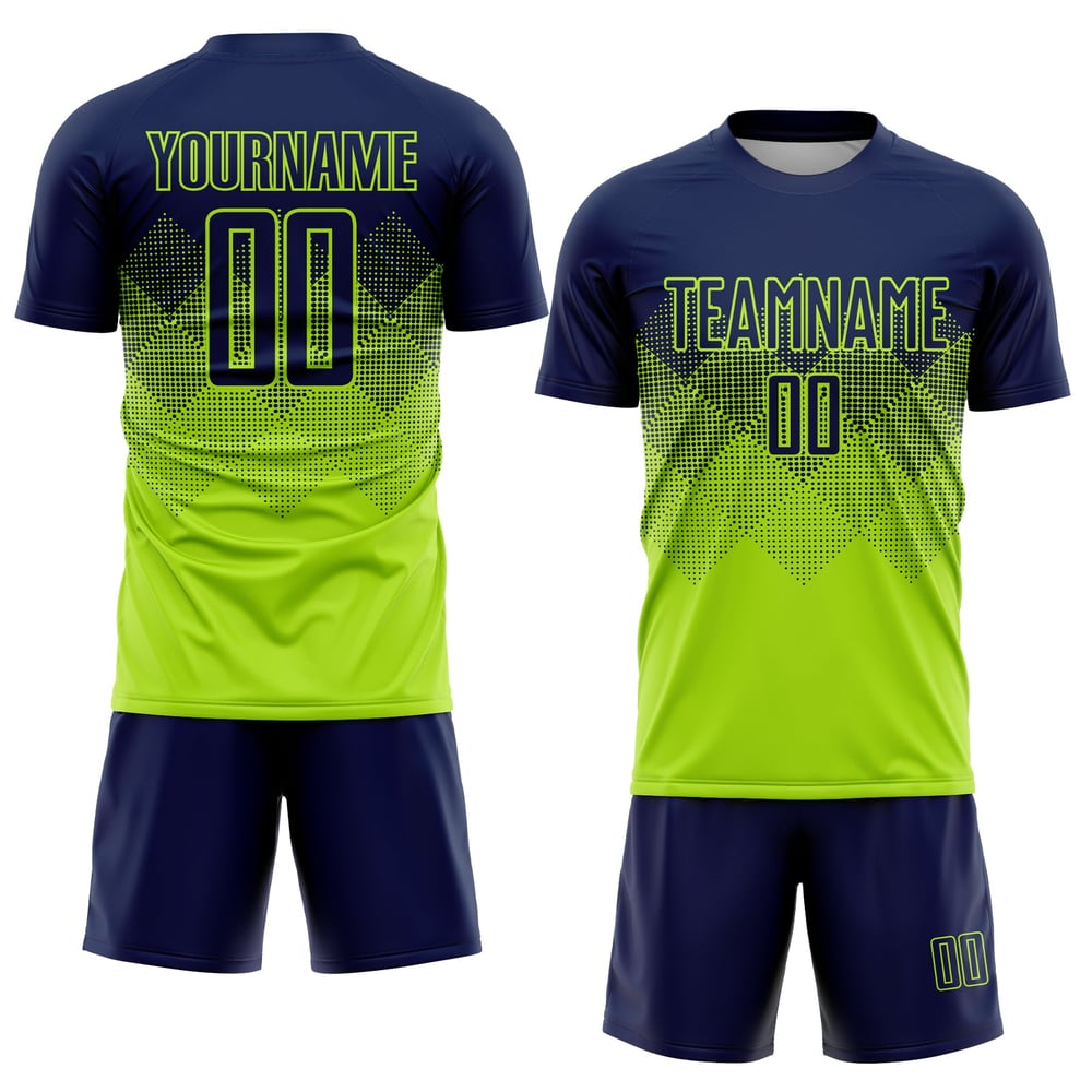 Soccer Green Custom Jersey Navy Sublimation Uniform Neon