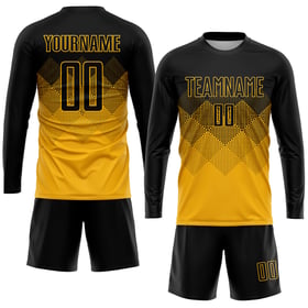 Custom Sublimation Uniform Black Gold Soccer Jersey