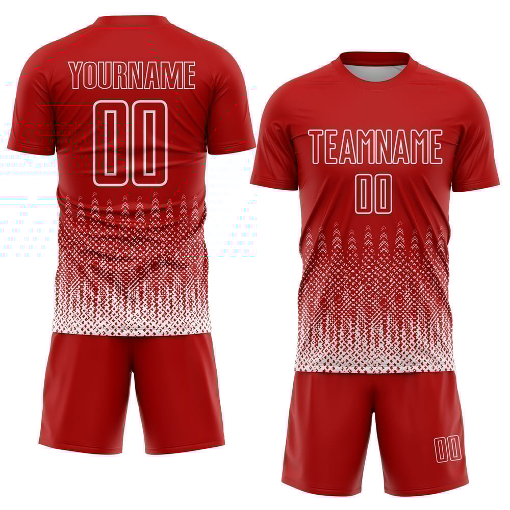 Sublimation Uniform Geometrische Jersey Fußball Form Rot Custom Weiß