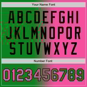 Camiseta de béisbol auténtica, verde, rosa y negra, con degradado, personalizada y a la moda.