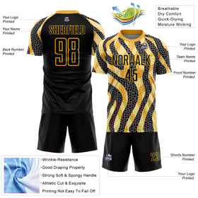 Soccer Uniform Jersey Gold Animal Print Black Custom Sublimation