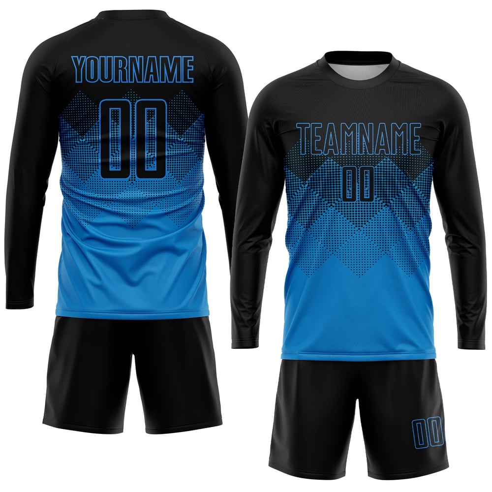 Jersey Sublimation Soccer Custom Uniform Black Blue