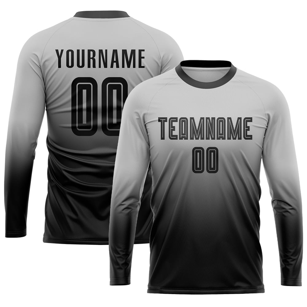 Custom Soccer Black Fashion Sublimation Fade Jersey Uniform Gray