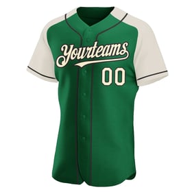 Cream-Black Baseball Authentic Green Raglan Sleeves Custom Jersey Kelly
