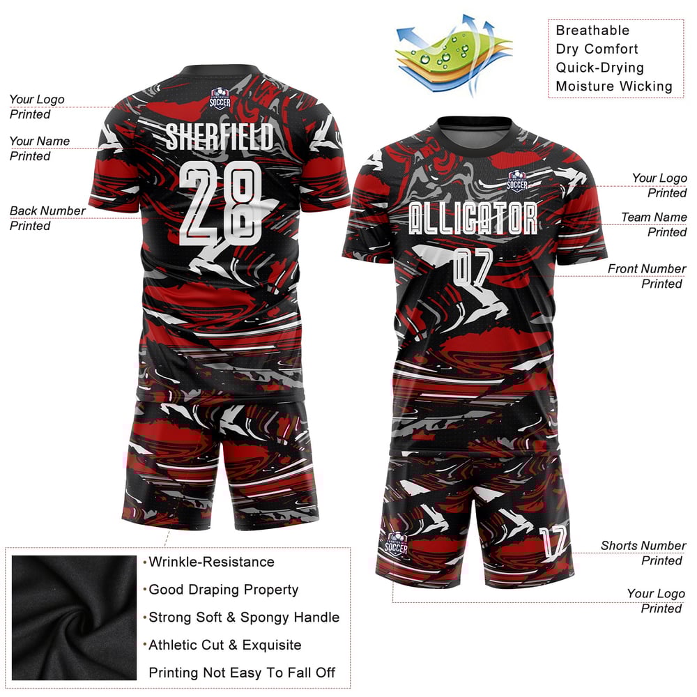 Sublimation Custom Jersey Soccer White-Red Figure Uniform