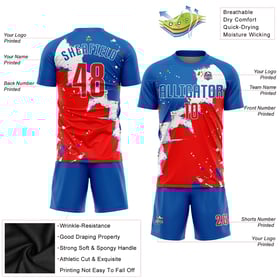 Sublimation Red-White Uniform Soccer Custom Jersey Royal