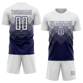 Uniform Soccer White Custom Jersey Navy Sublimation