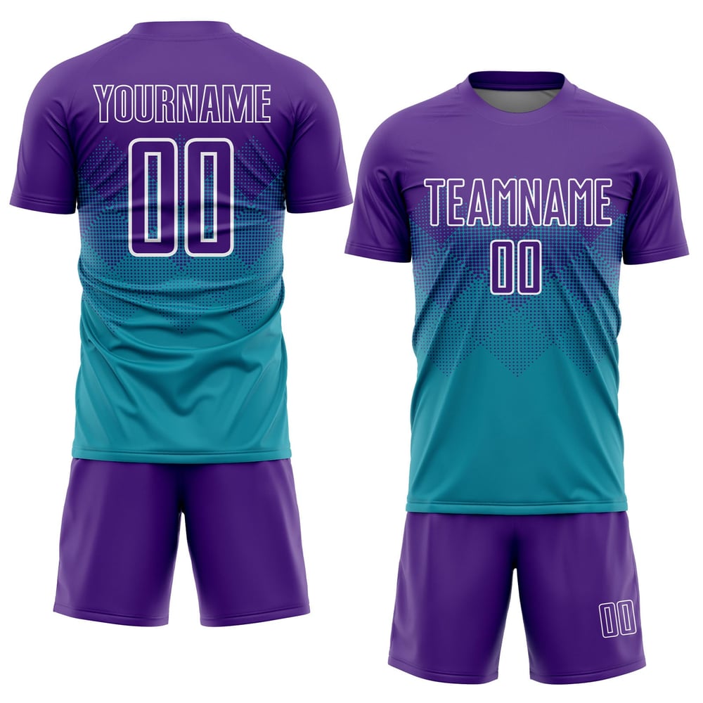 Uniform Lila-Weiß Custom Jersey Sublimation Teal Fußball