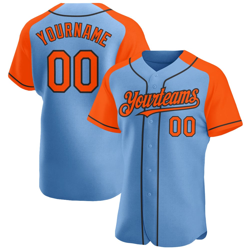 Blue Custom Baseball Sleeves Orange-Black Jersey Authentic Raglan Light