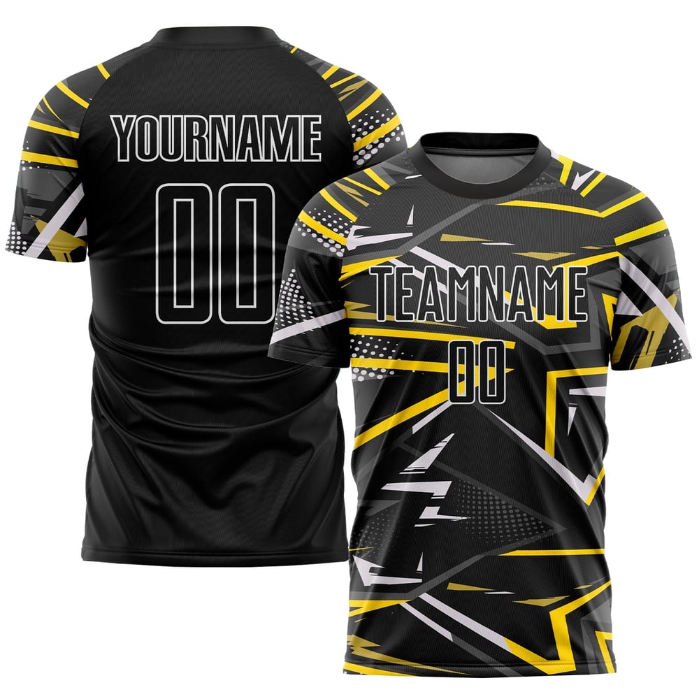 Black Jersey Soccer Sublimation Black-Gold Custom Uniform