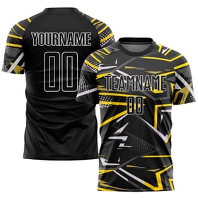 Black Jersey Soccer Sublimation Black-Gold Custom Uniform