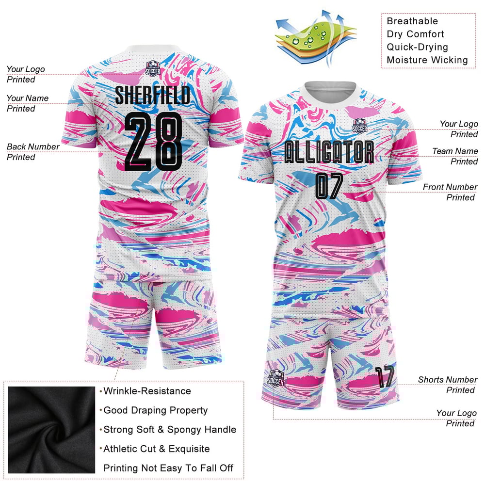 Uniform Figure Sublimation Soccer Jersey Black-Pink Custom