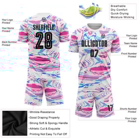 Uniform Figure Sublimation Soccer Jersey Black-Pink Custom