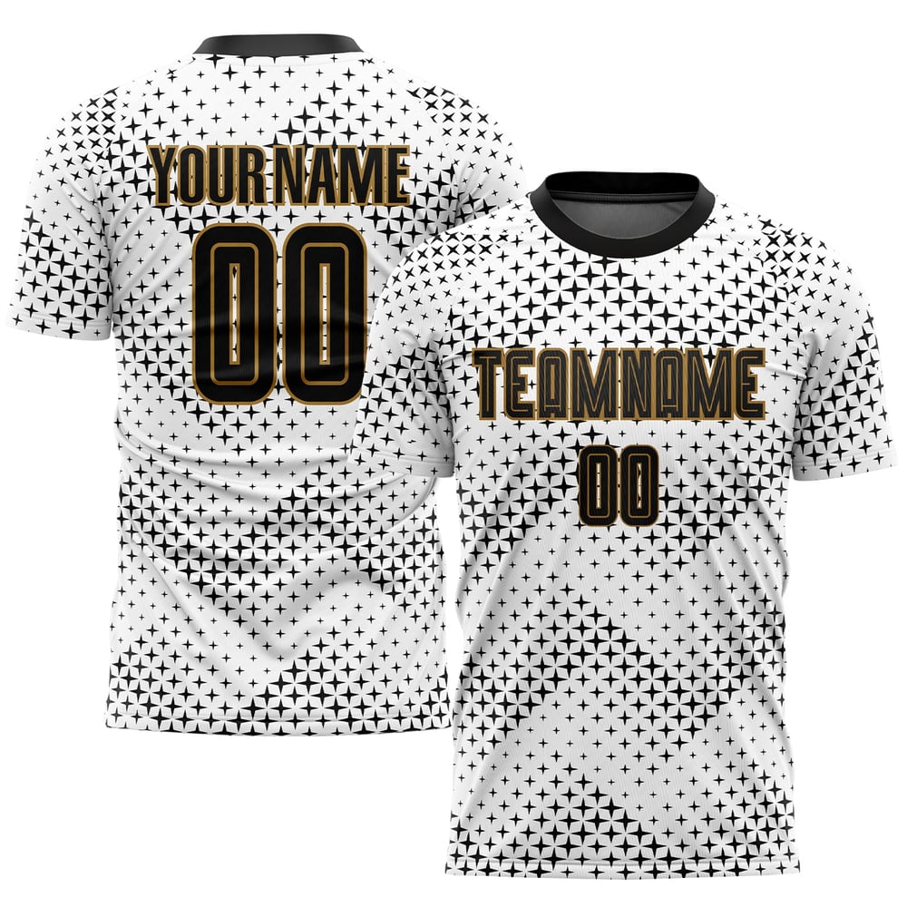 Jersey Uniform Soccer Sublimation Custom Black-Old White Gold