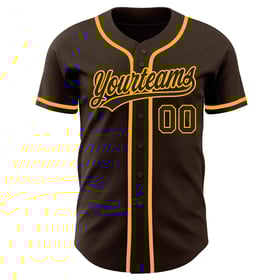 Camiseta de béisbol personalizada marrón y dorada auténtica