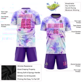 Sublimation Uniform Custom Jersey Tie Soccer Pink-Purple Dye