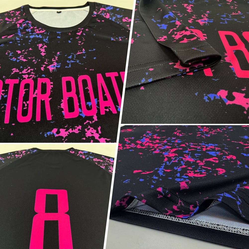 Custom Pink-Light Sublimation Black Jersey Blue Uniform Soccer