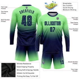 Fashion Jersey Soccer Fade Uniform Sublimation Green Long Navy Pea Sleeve Custom