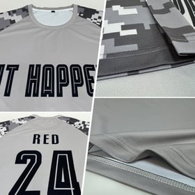 Custom Soccer Sublimation Black-Camo Uniform Jersey Gray