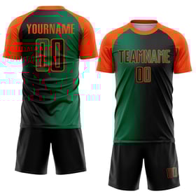 Schwarz Custom Sublimation Fußball Grün-Orange Fashion Kelly Uniform Jersey Gradient