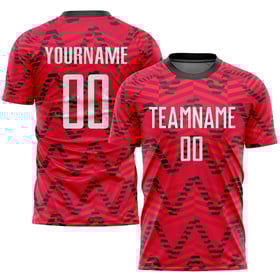 Maillot de football personnalisé à sublimation rouge, blanc et noir