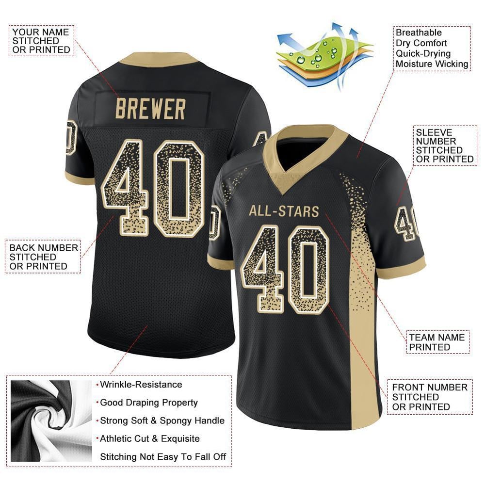 Vegas Football Gold-White Mesh Fashion Drift Custom Black Jersey