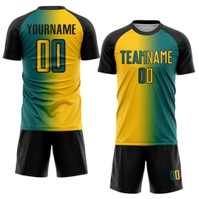Fußball Uniform Jersey Gelb-Schwarz Gradienten Mode Teal Sublimation Custom