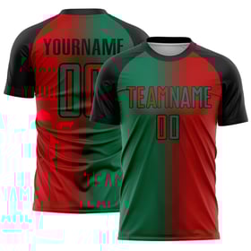 Uniform Sublimation Custom Gradient Kelly Grün-Schwarz Jersey Mode Fußball Rot