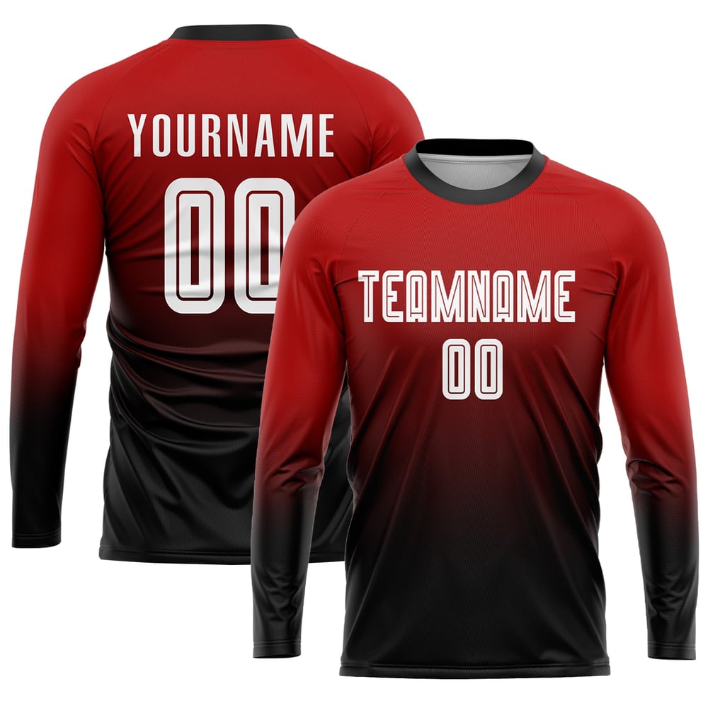 Jersey Soccer Uniform Custom Red Fade Fashion Sublimation White-Black