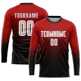 Jersey Soccer Uniform Custom Red Fade Fashion Sublimation White-Black