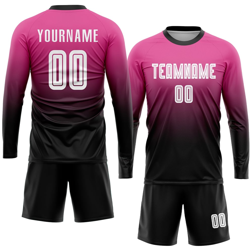 Custom Fade Jersey Soccer Fashion White-Black Uniform Pink Sublimation