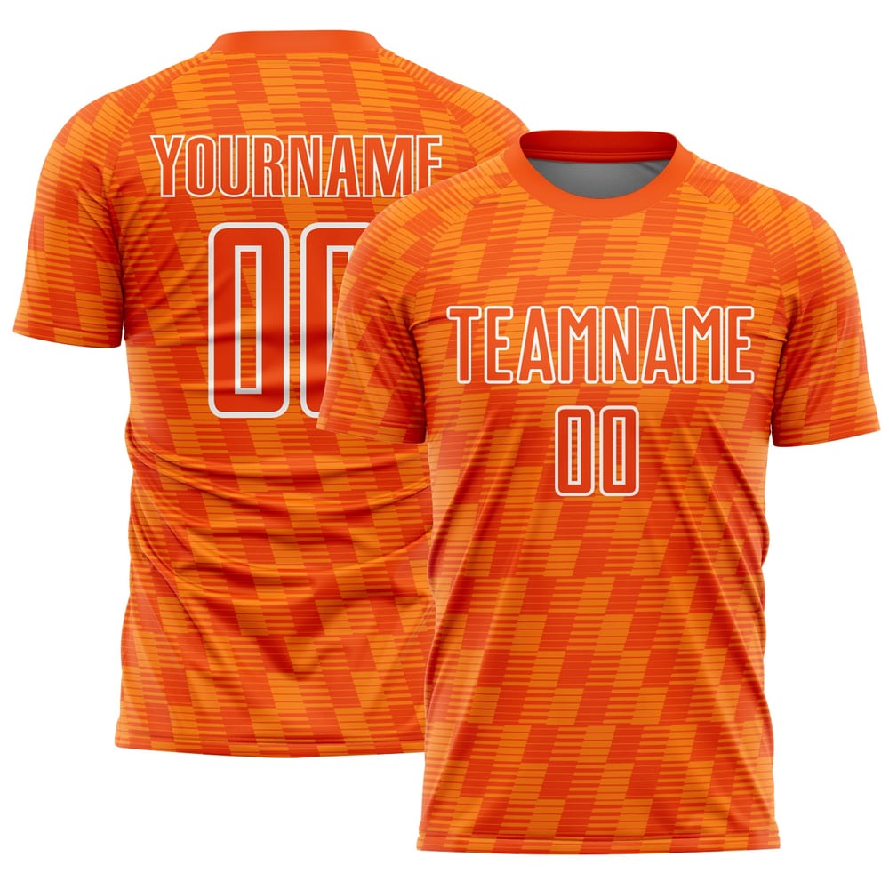 Camiseta de fútbol personalizada Bay Line Sublimación Naranja Uniforme Naranja-Blanco