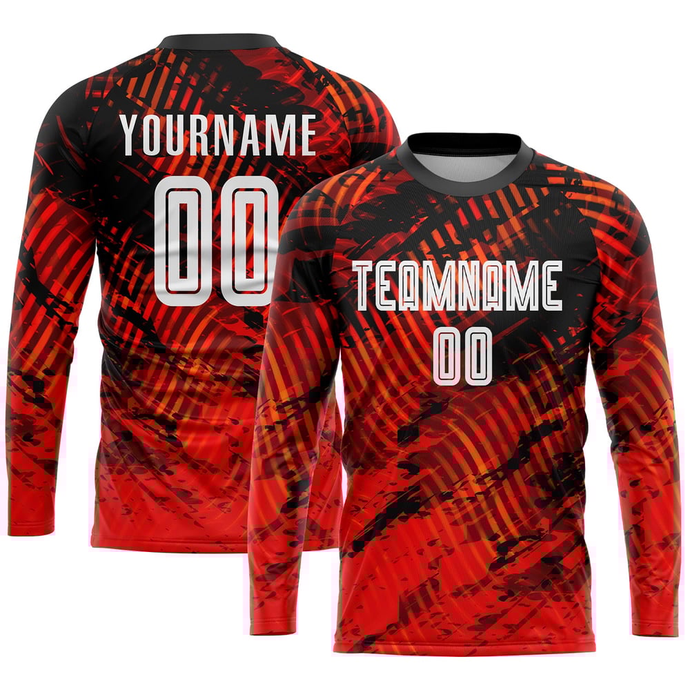 Jersey Red Custom Sublimation White-Black Soccer Uniform