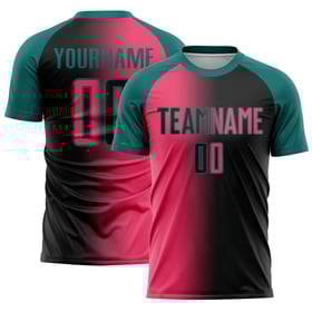 Gradient Fußballuniform Neon Schwarz Pink-Teal Fashion Custom Sublimation Jersey