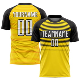 Soccer Yellow Sublimation Jersey White-Black Custom Uniform