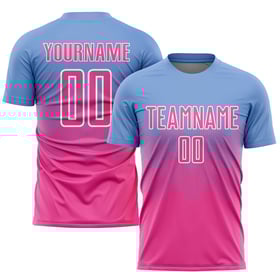 Maglia da calcio personalizzata con stampa a sublimazione azzurra rosa-bianca