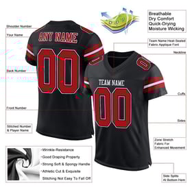 Black Football Jersey Red-White Custom Mesh Authentic