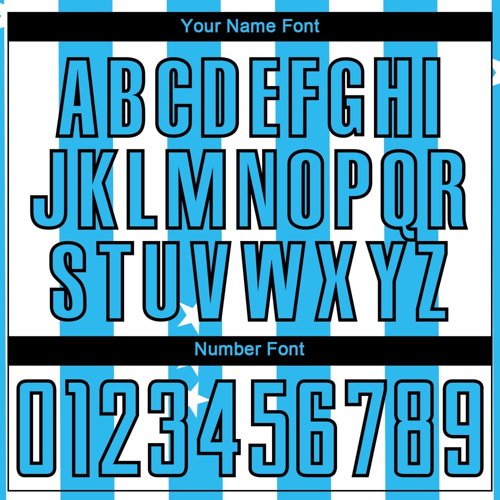 And Jersey White Sky Uniform Squares Soccer Custom Blue-Black Stars Sublimation