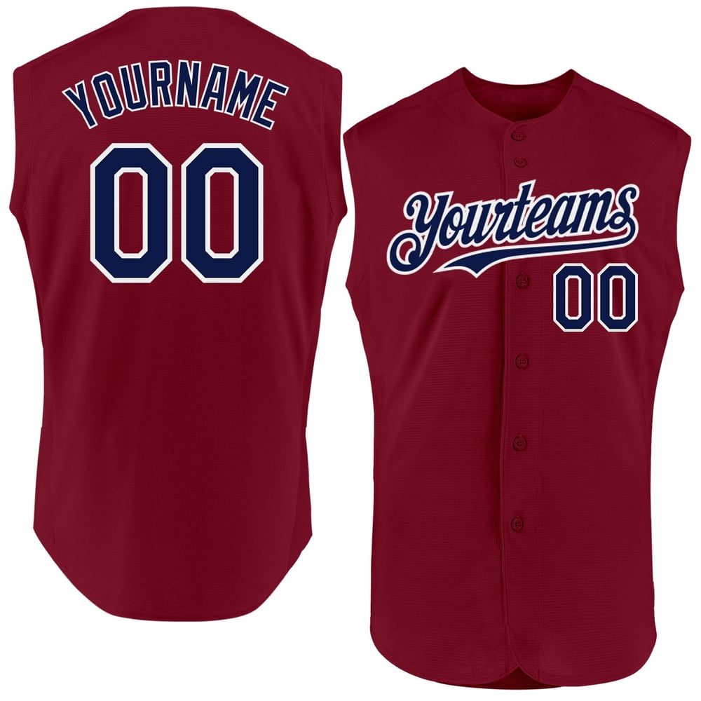 Navy-White Authentic Crimson Sleeveless Custom Baseball Jersey