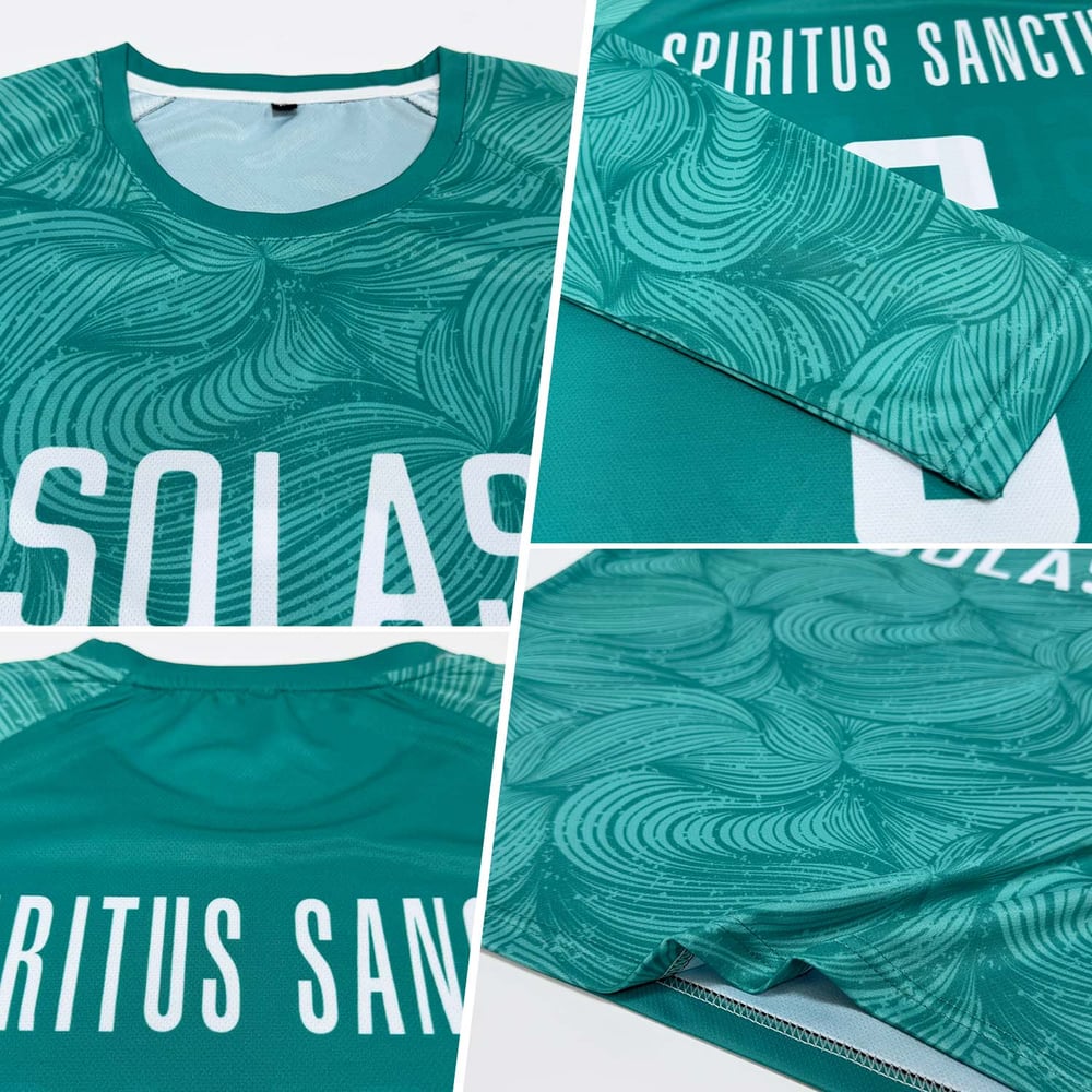 Aqua Uniform Sublimation White Jersey Soccer Custom