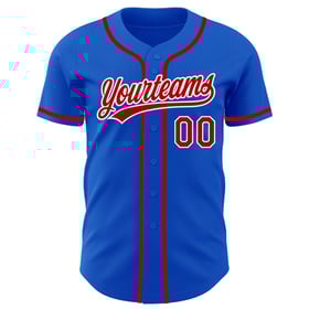 Camiseta de béisbol azul roja y blanca Thunder personalizada auténtica